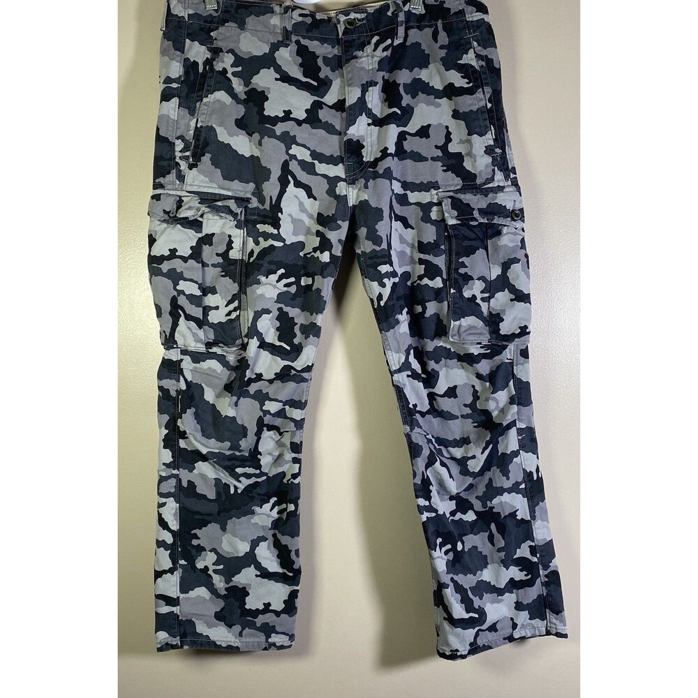 LEVIS Strauss Co. Camo Black Grey Pocket White Tab Cotton Chino Pants Men 36x28